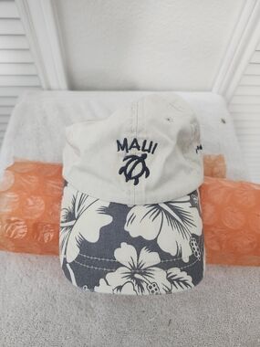 Ladies Floral Baseball Cap - Cream and Navy
